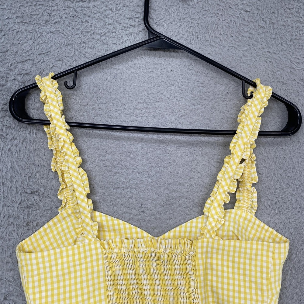 Zara Gingham Crop Tank Top Womens Small Babydoll Ruffle Strap Sweetheart Summer - Picture 11 of 13